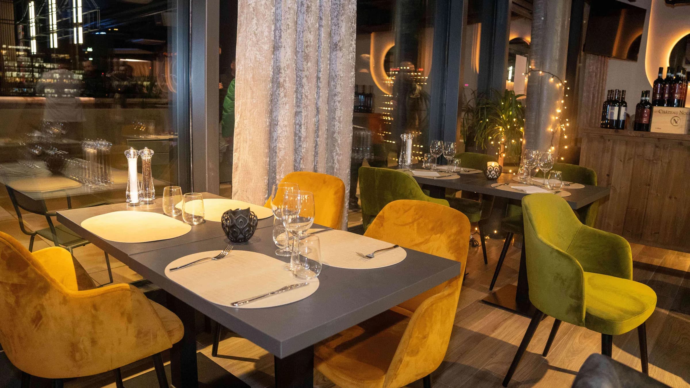 Yellow velvet chairs