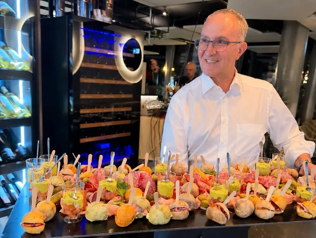 A tray of canapés for an aperitif